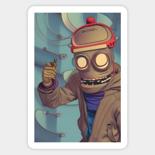 Funny robot boy Sticker